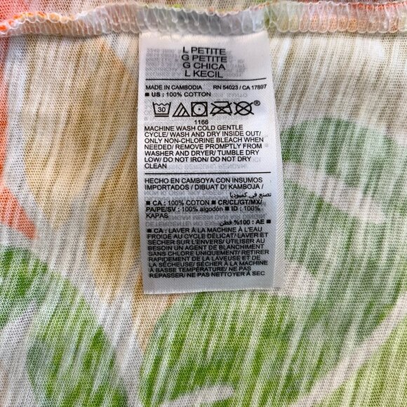 Everywear Printed Slub-Knit T-Shirt, Watermelon Palm Print, 100% Cotton, Size PL - Picture 6 of 7